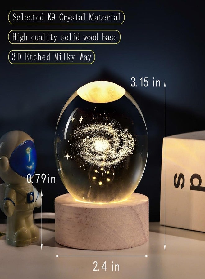 SKYTONE Galaxy Crystal Ball Night Lamp, USB Table Colorful LED Wooden Crystal Ball for Home Decoration Birthday Gift for Men,Women,Kids,Boys,Girls,Teens (Universe) - Image 2